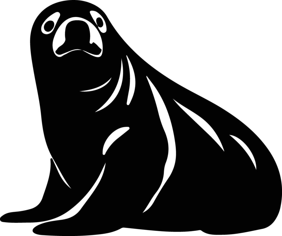 northern elephant seal black silhouette vector