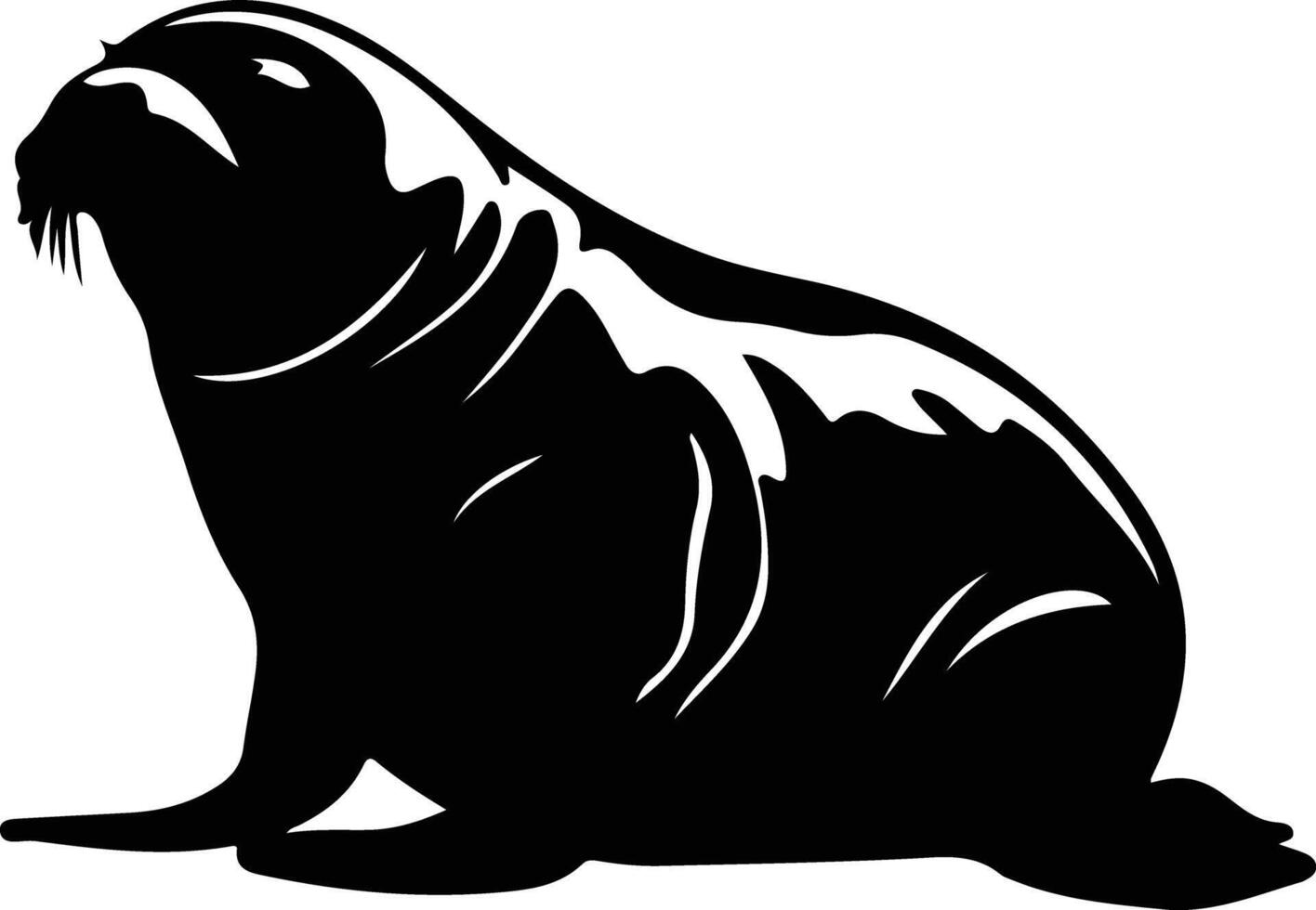 northern elephant seal black silhouette vector