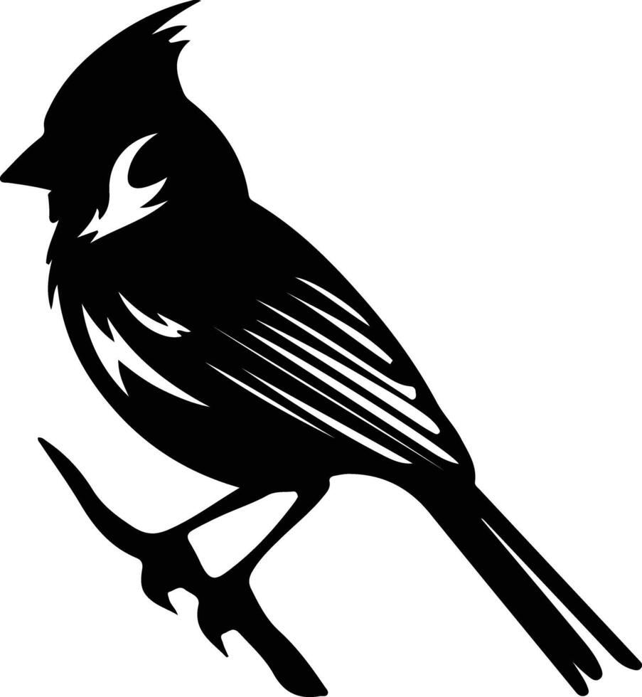 northern cardinal black silhouette vector