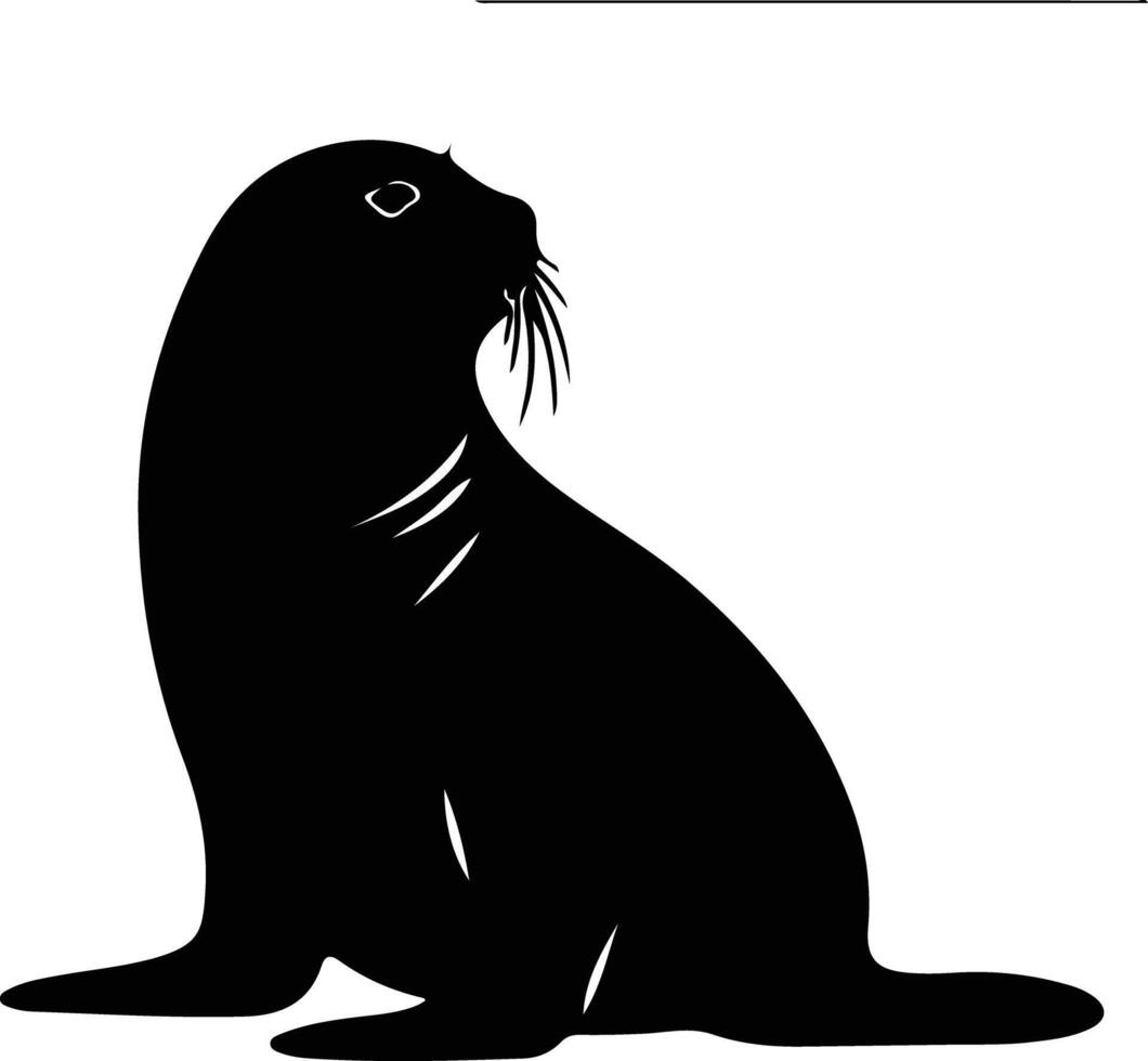 northern fur seal black silhouette vector