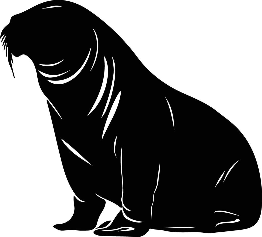 northern elephant seal black silhouette vector