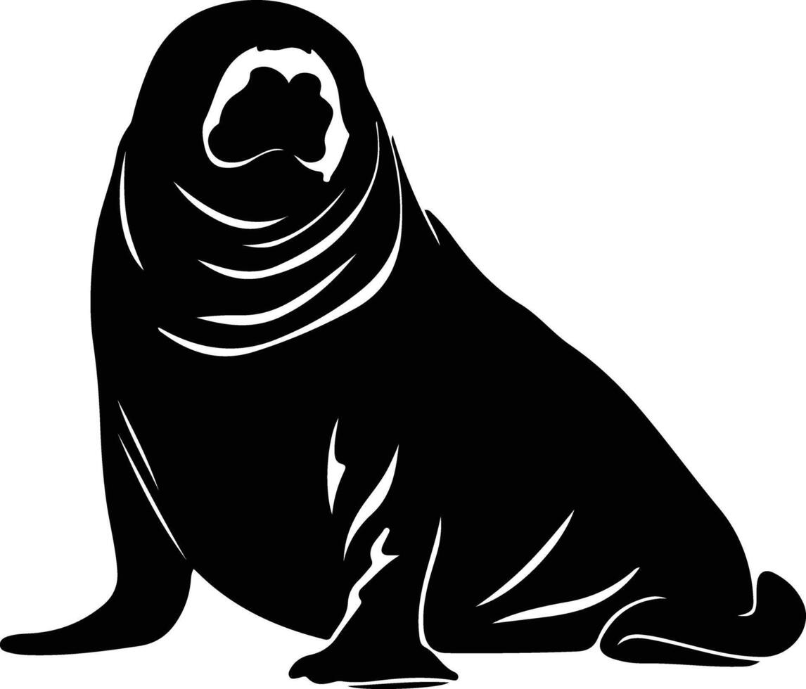 northern elephant seal black silhouette vector