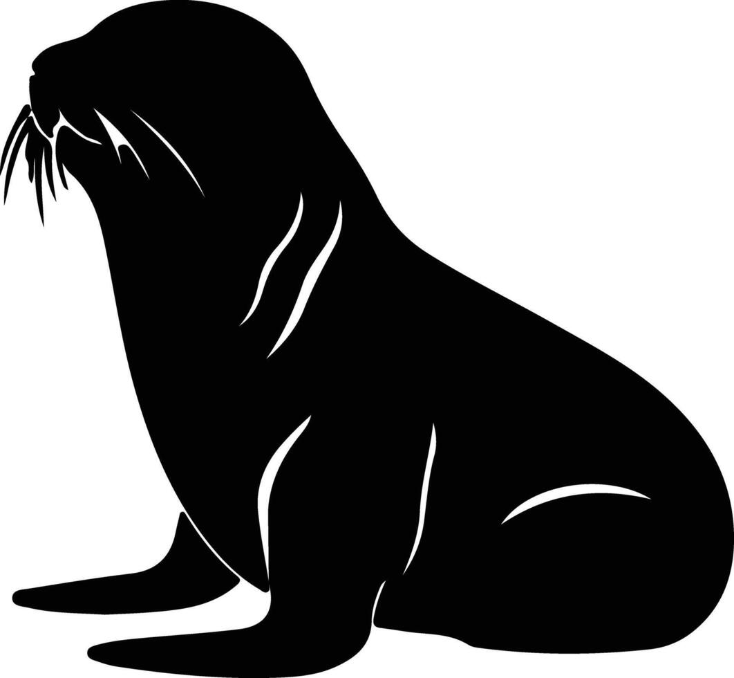 northern fur seal black silhouette vector