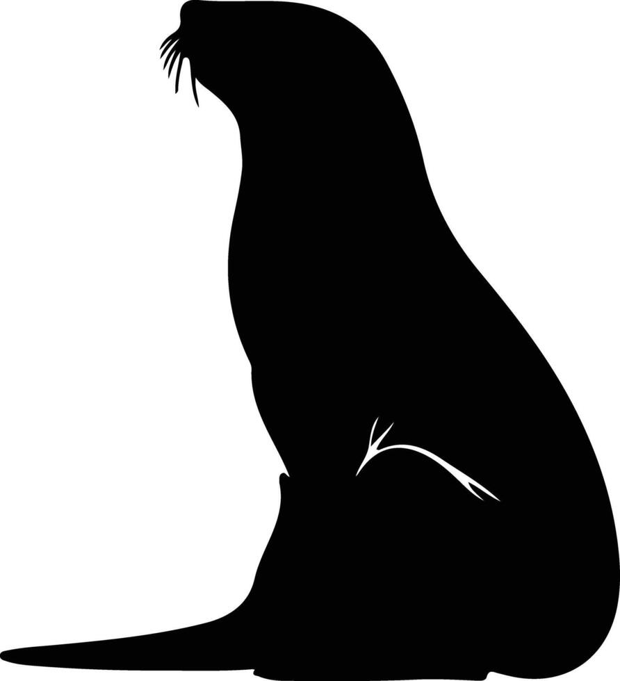 northern fur seal black silhouette vector