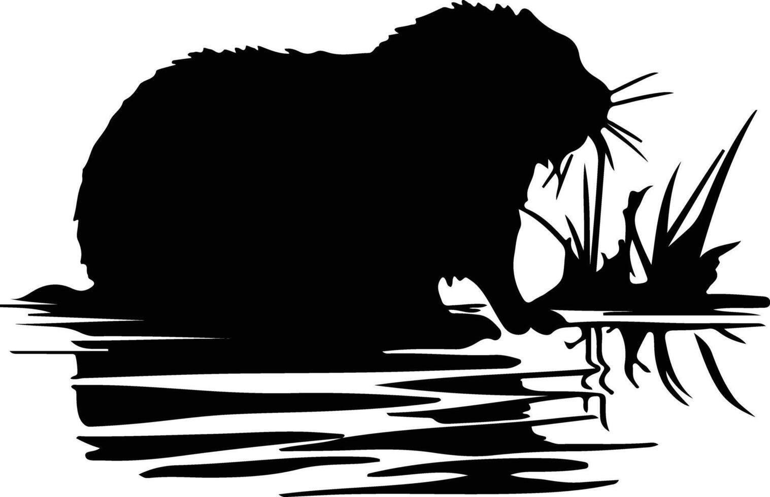 nutria black silhouette vector