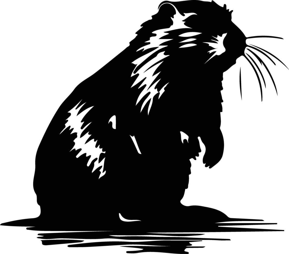 nutria black silhouette vector