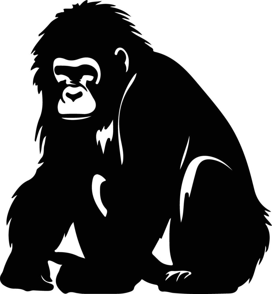 orangután negro silueta vector