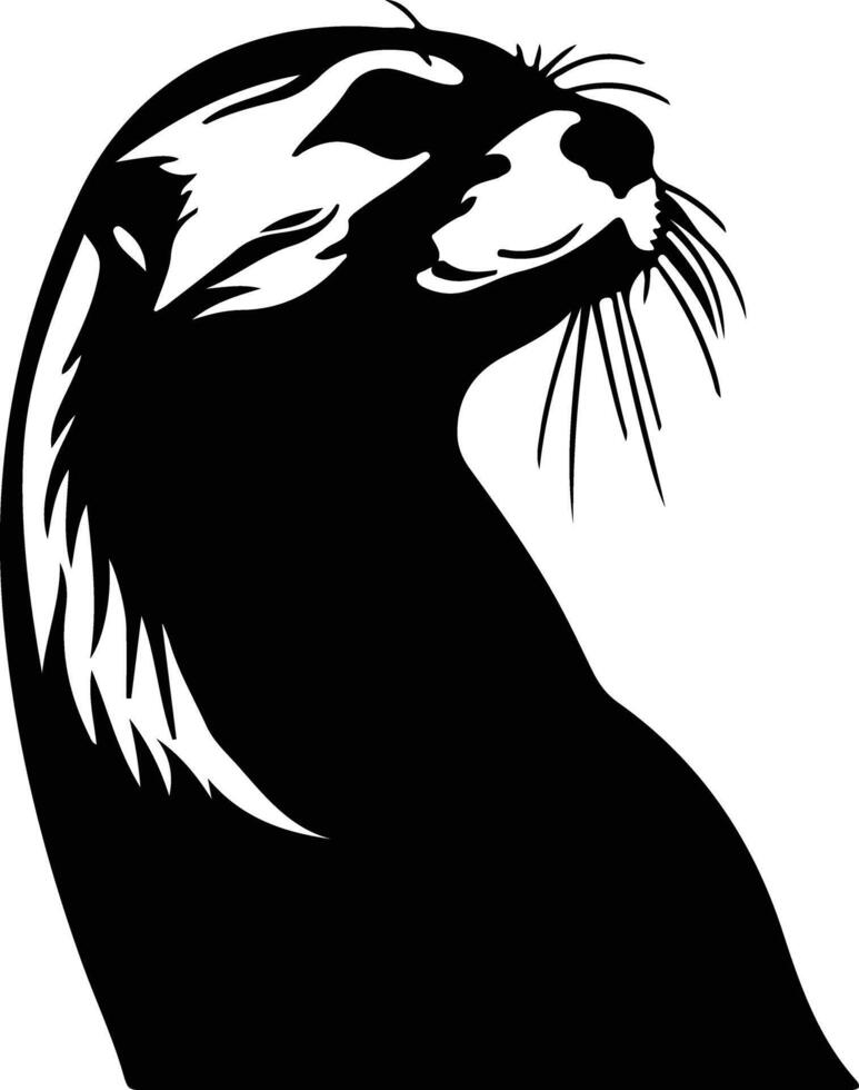 otter sea black silhouette vector