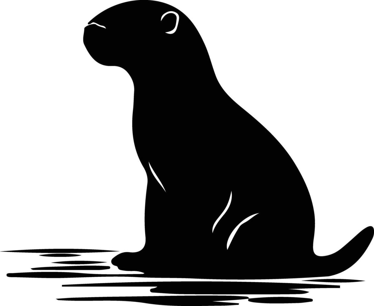 otter river black silhouette vector