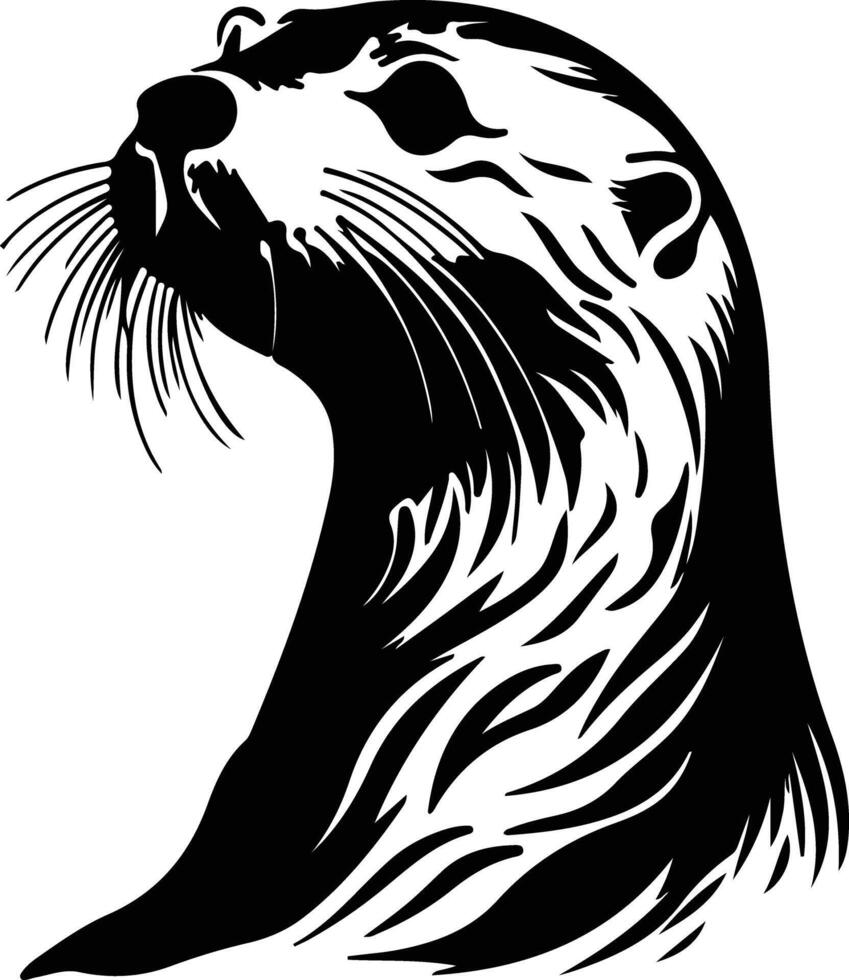 otter sea black silhouette vector