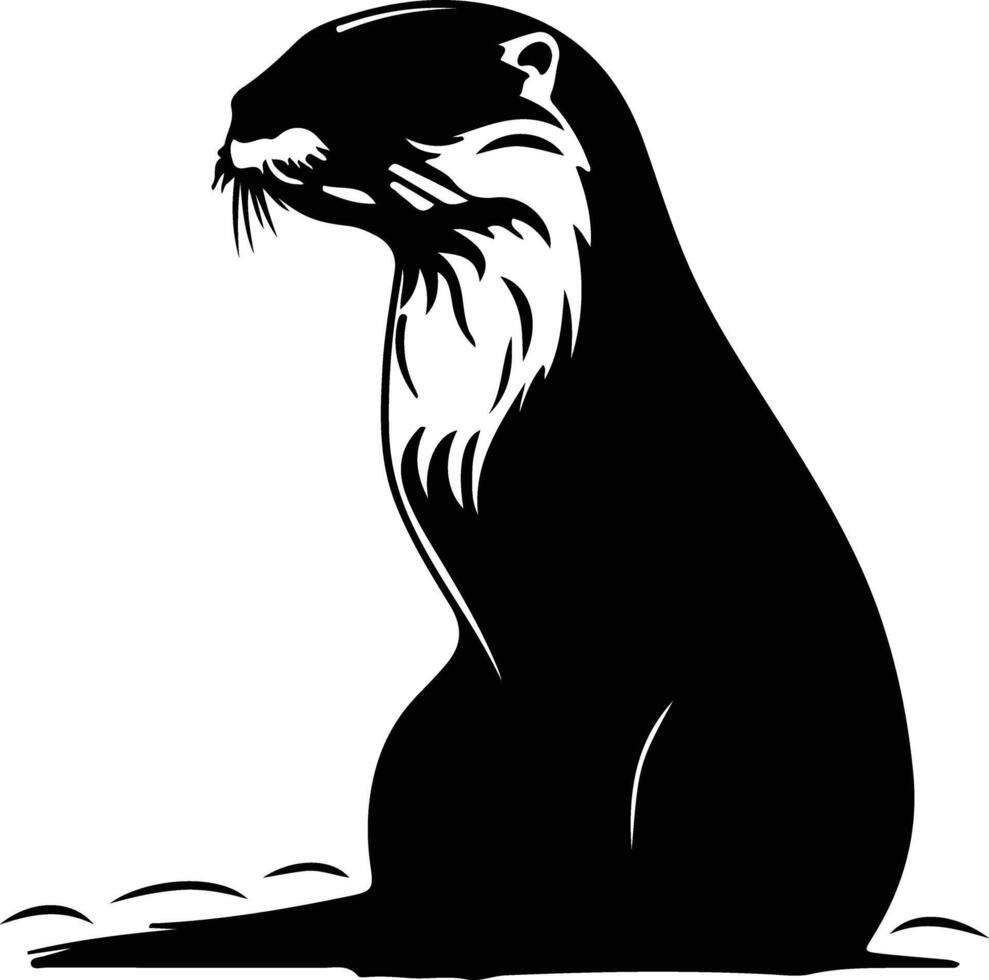 otter river black silhouette vector
