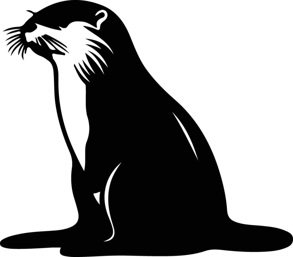 otter sea black silhouette vector