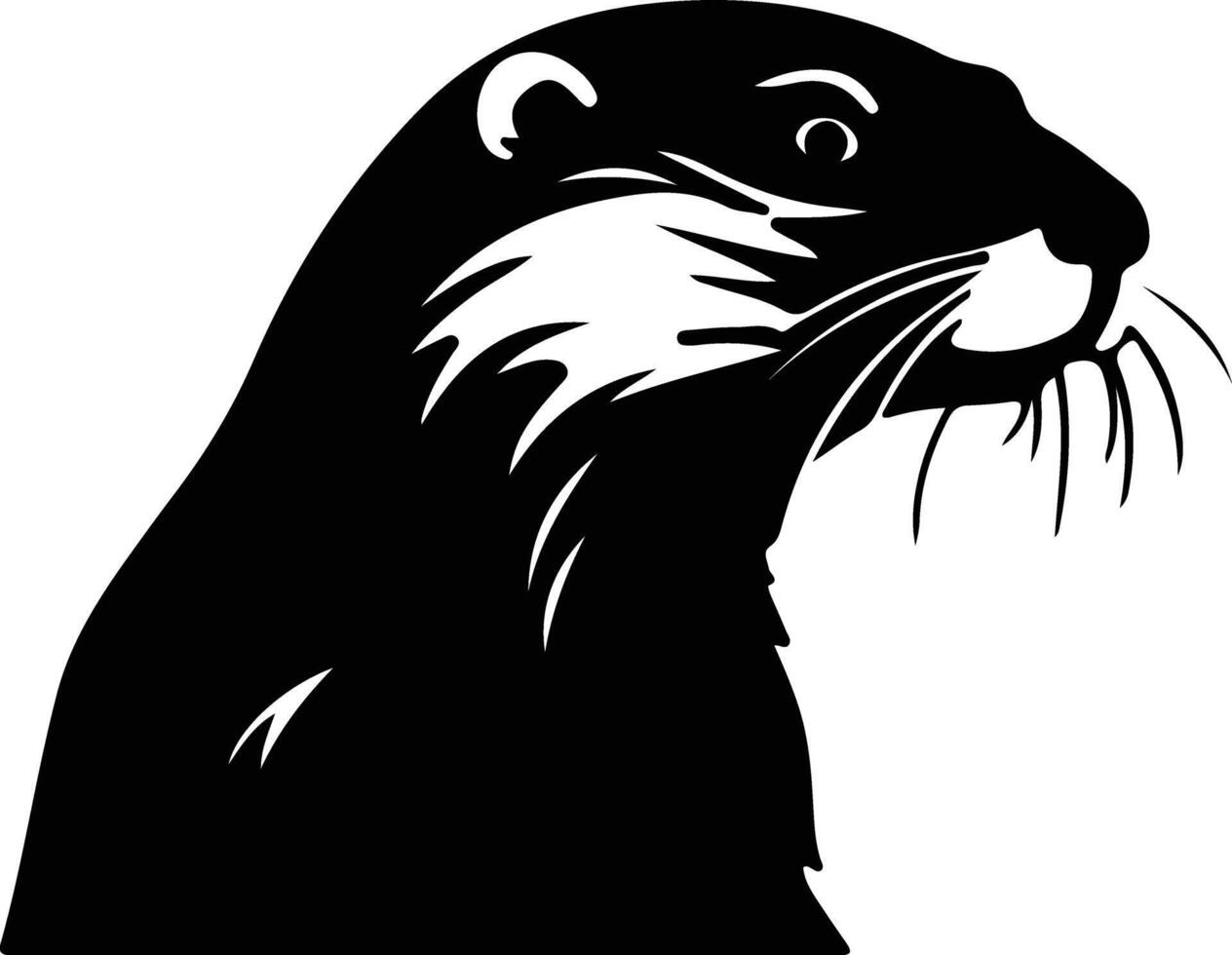 otter sea black silhouette vector