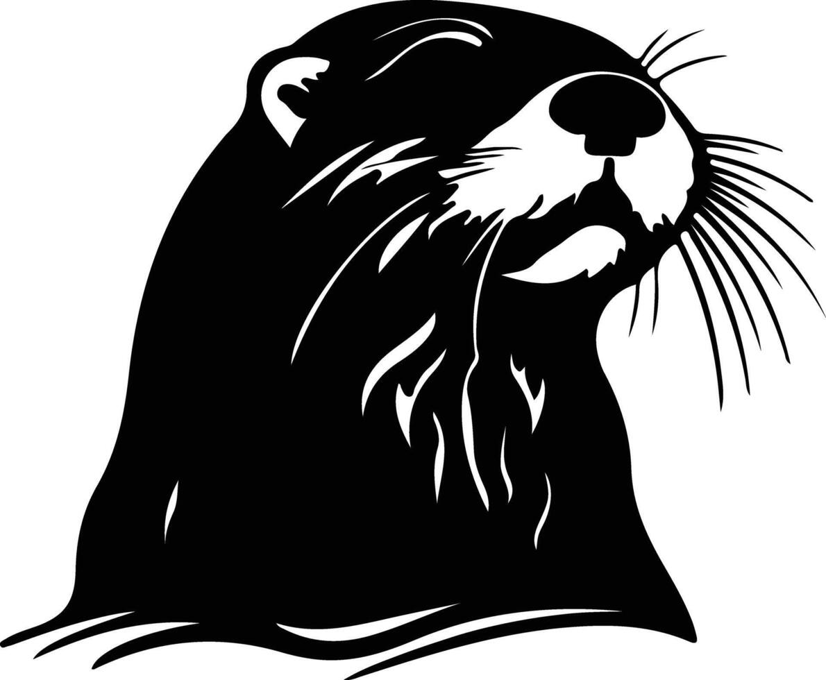 otter sea black silhouette vector