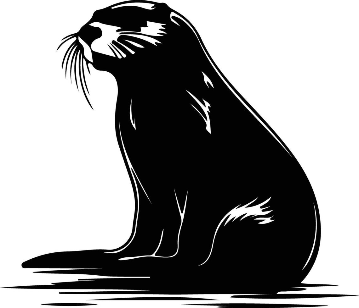 otter river black silhouette vector