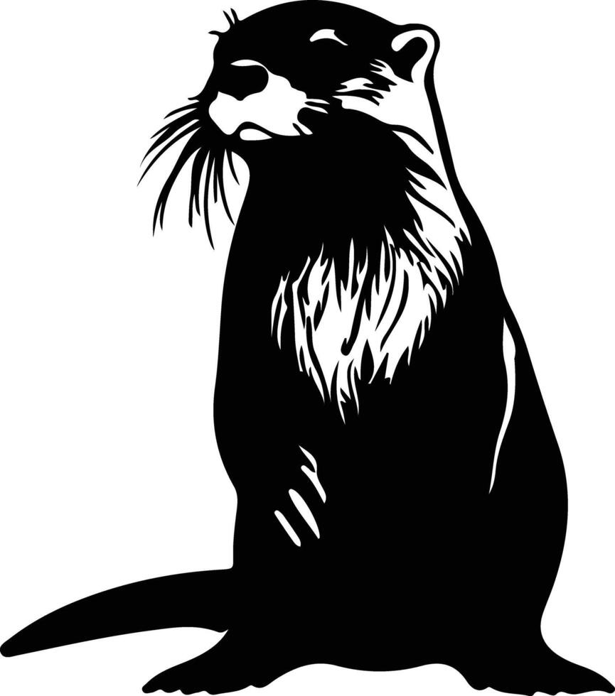 otter sea black silhouette vector