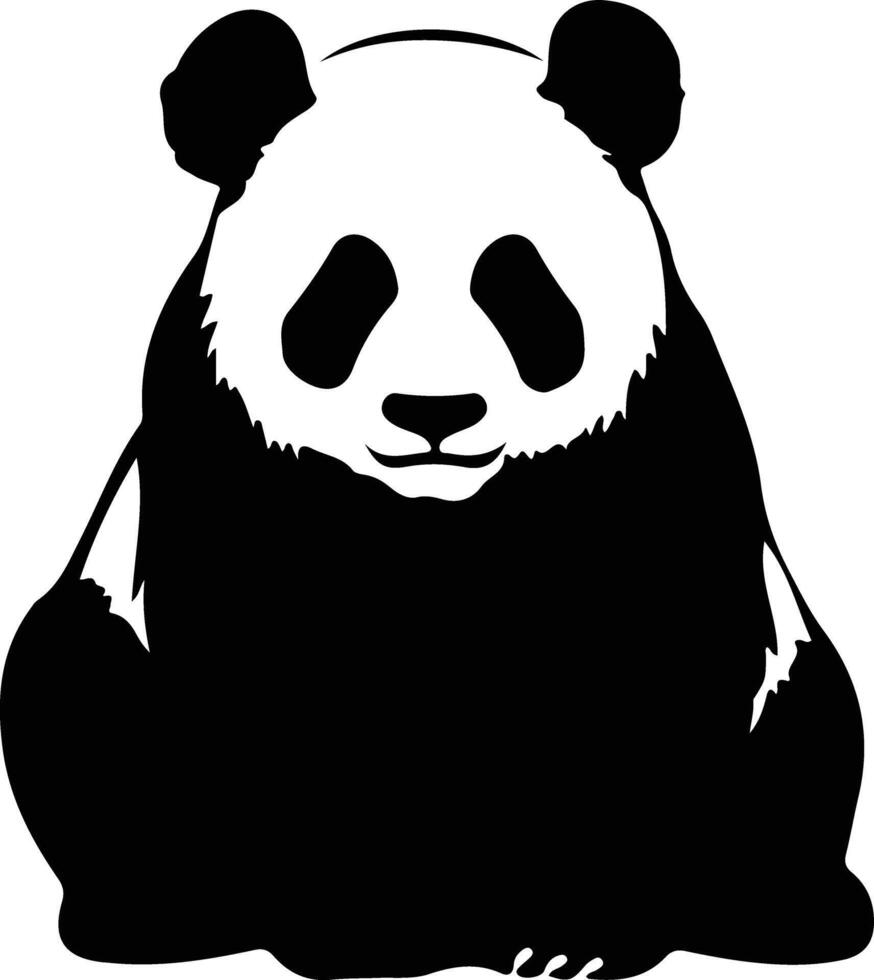 panda black silhouette vector