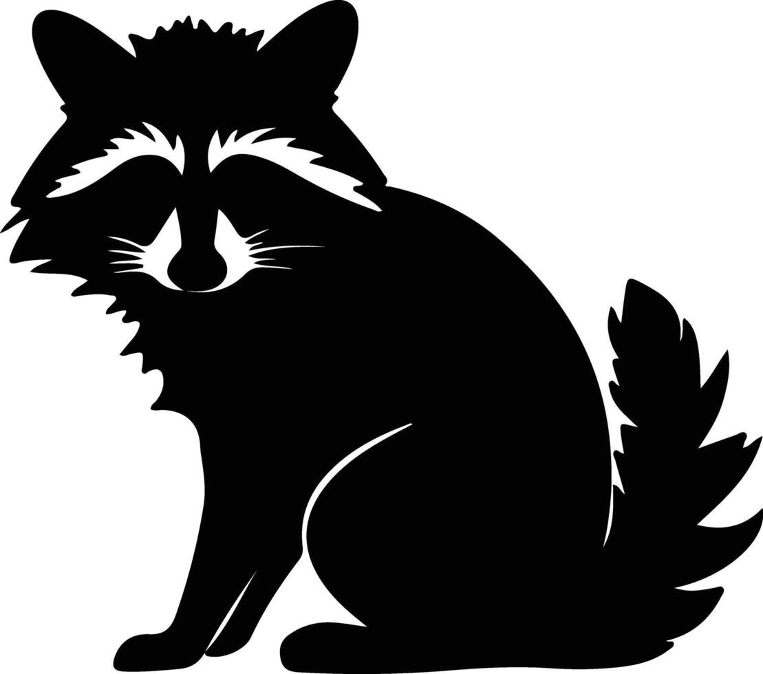 raccoon  black silhouette vector