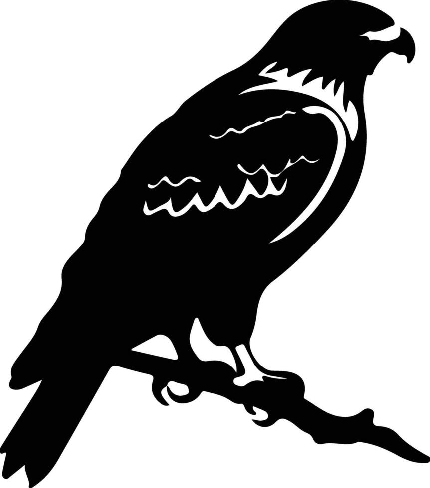 red-tailed hawk  black silhouette vector