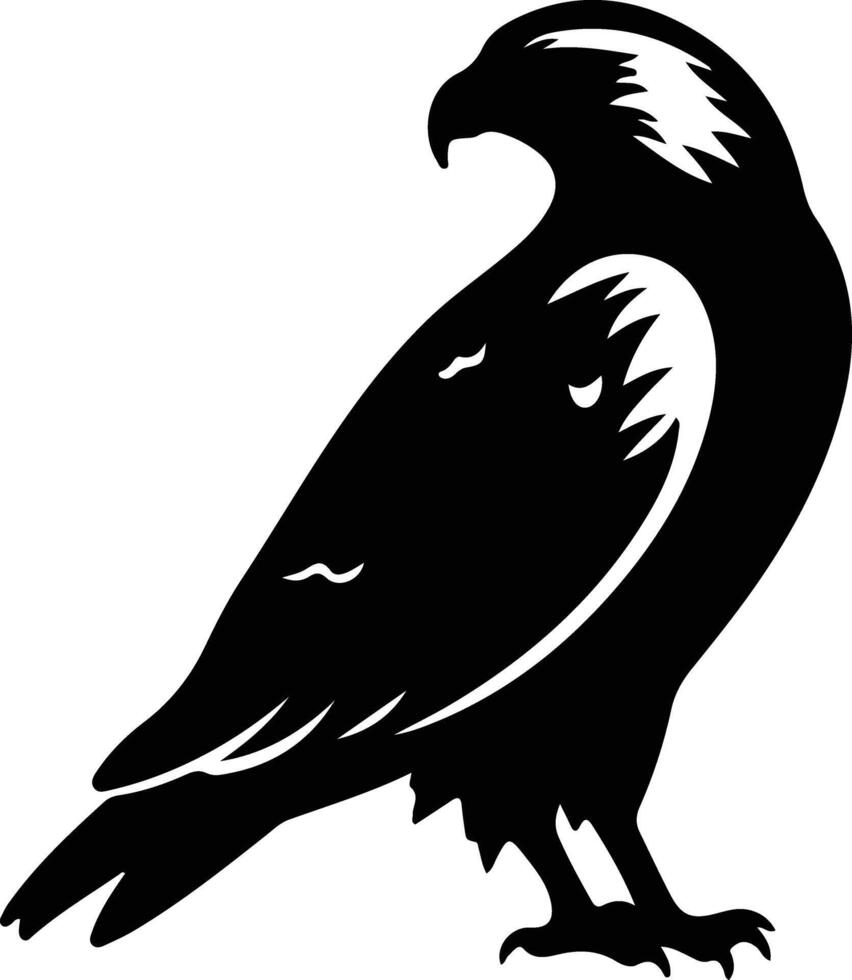 red-tailed hawk  black silhouette vector
