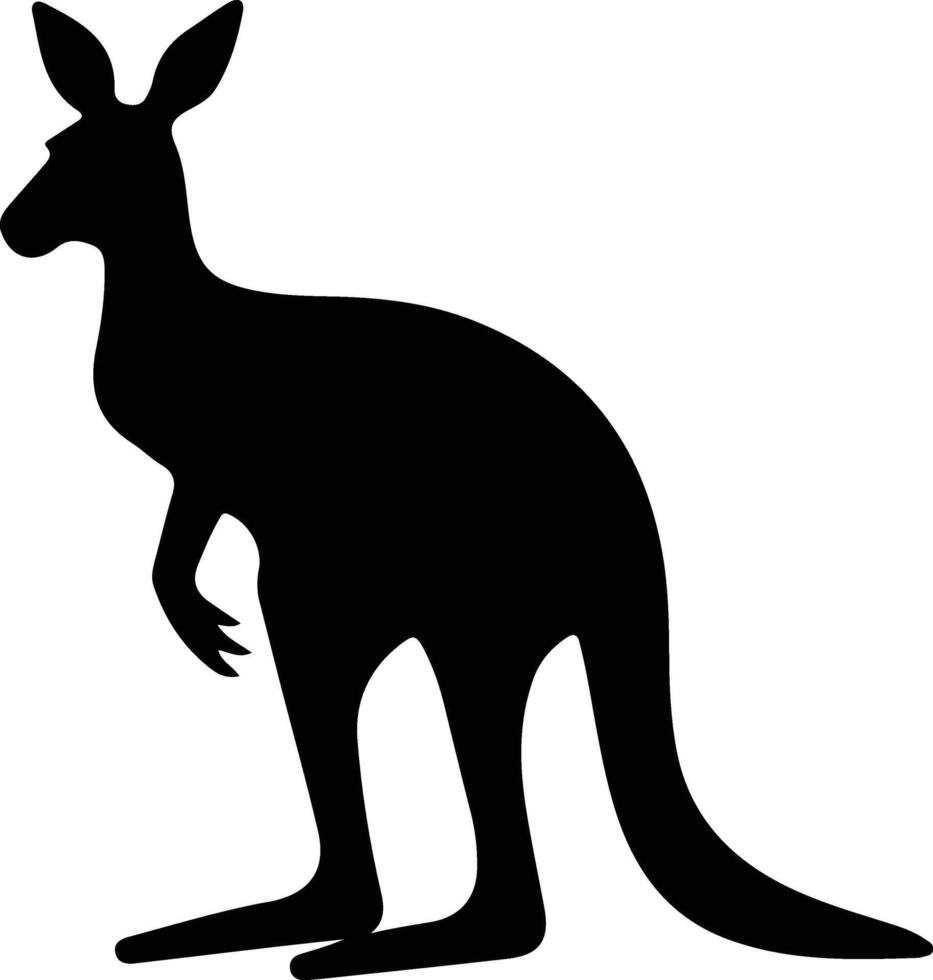 red kangaroo  black silhouette vector