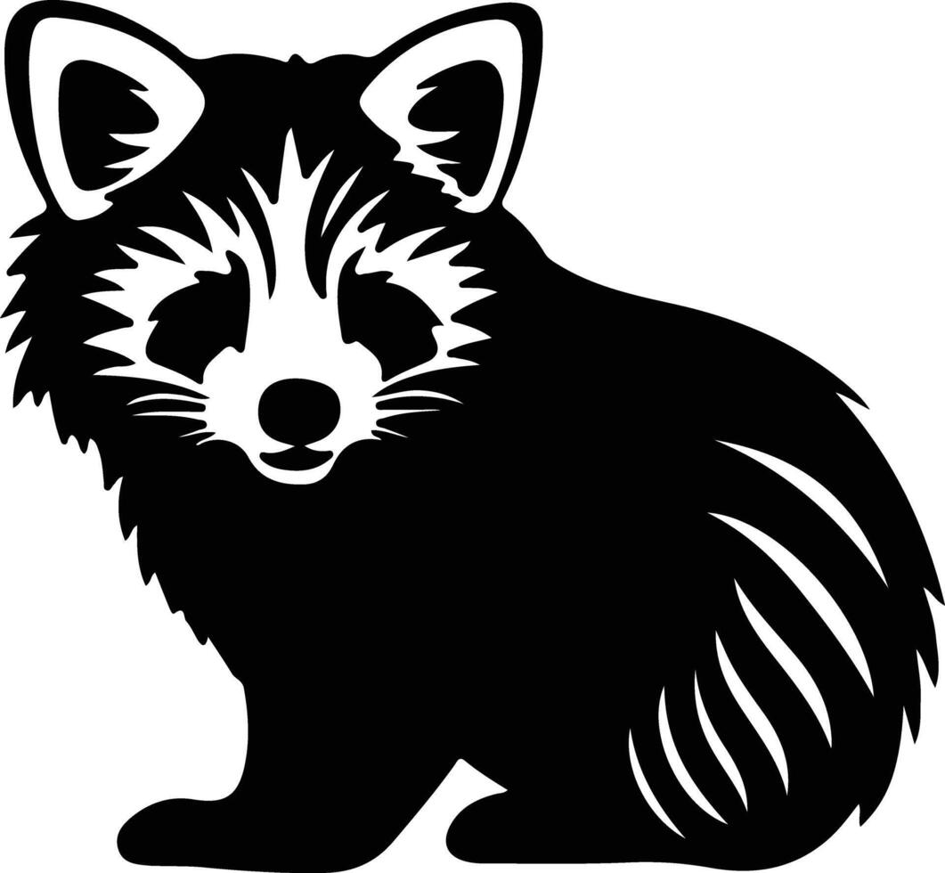 red panda  black silhouette vector