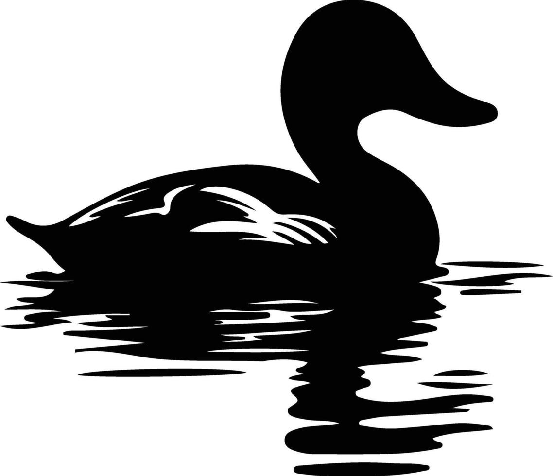 red hooded duck  black silhouette vector
