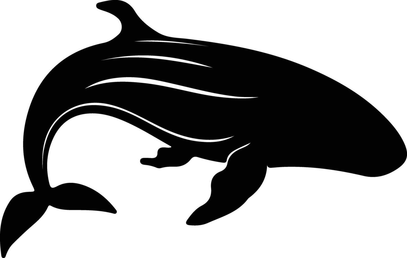 Derecha ballena negro silueta vector