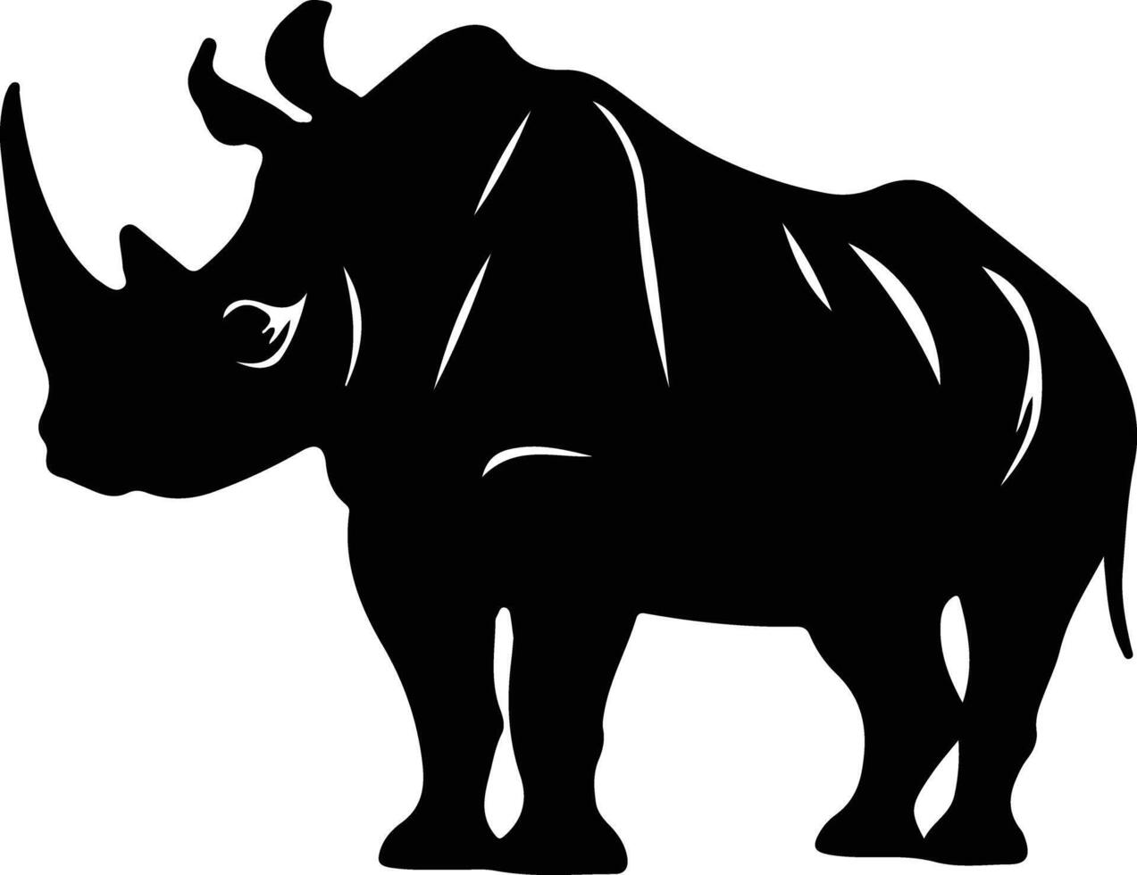 rhino  black silhouette vector