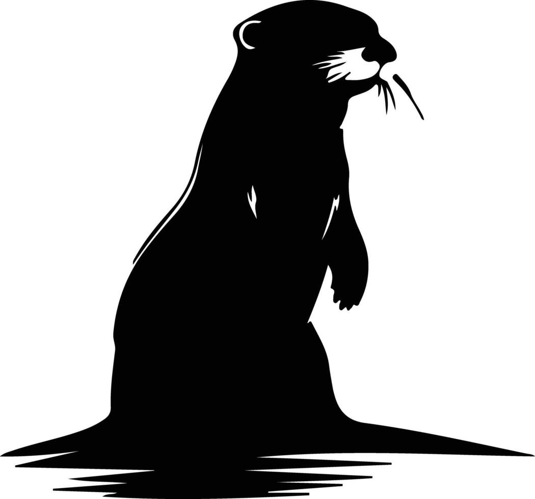 river otter  black silhouette vector