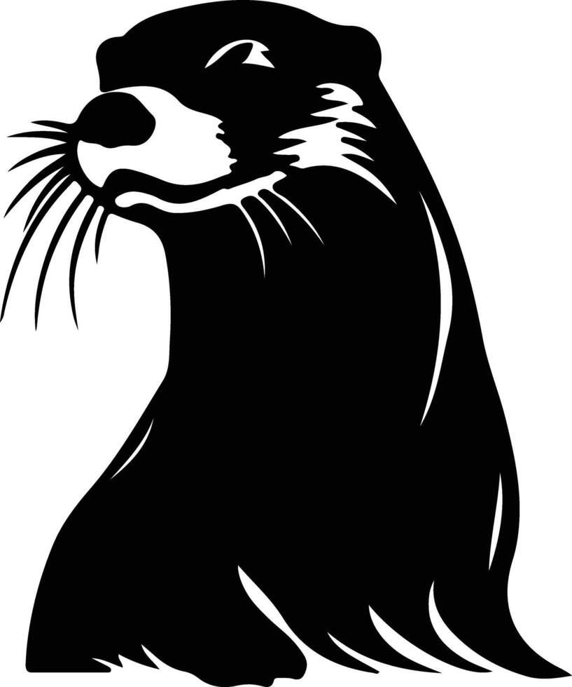 river otter  black silhouette vector