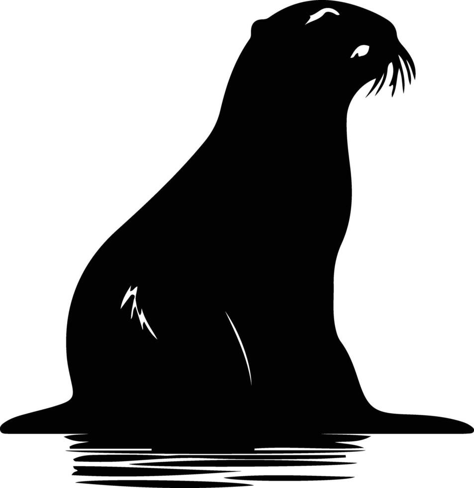 river otter  black silhouette vector