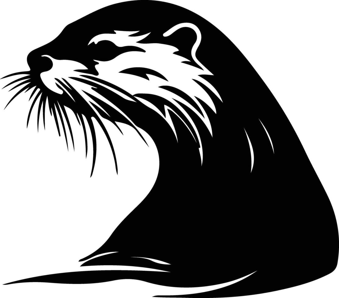 river otter  black silhouette vector