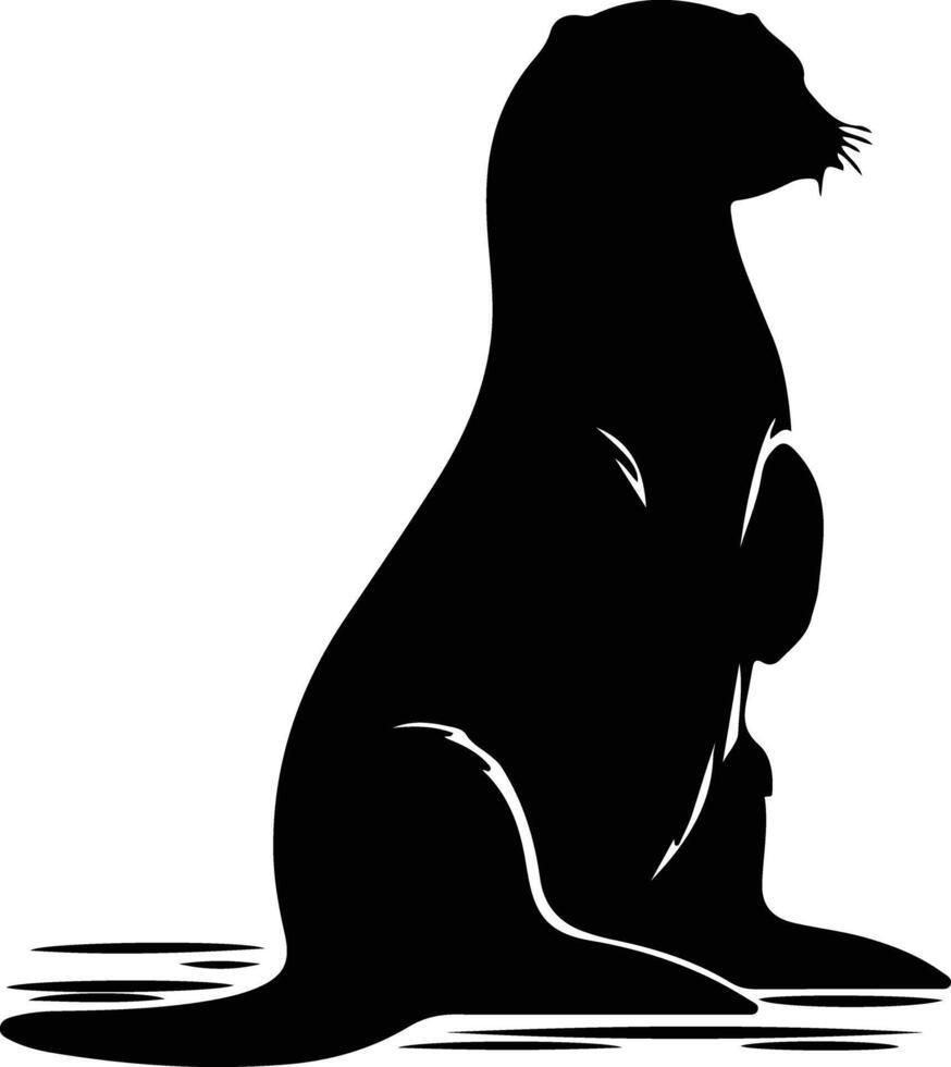 river otter  black silhouette vector