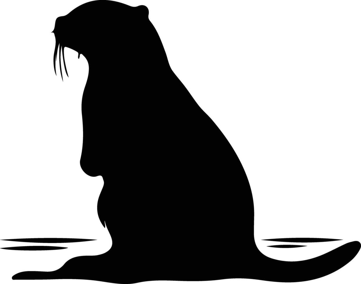 river otter  black silhouette vector