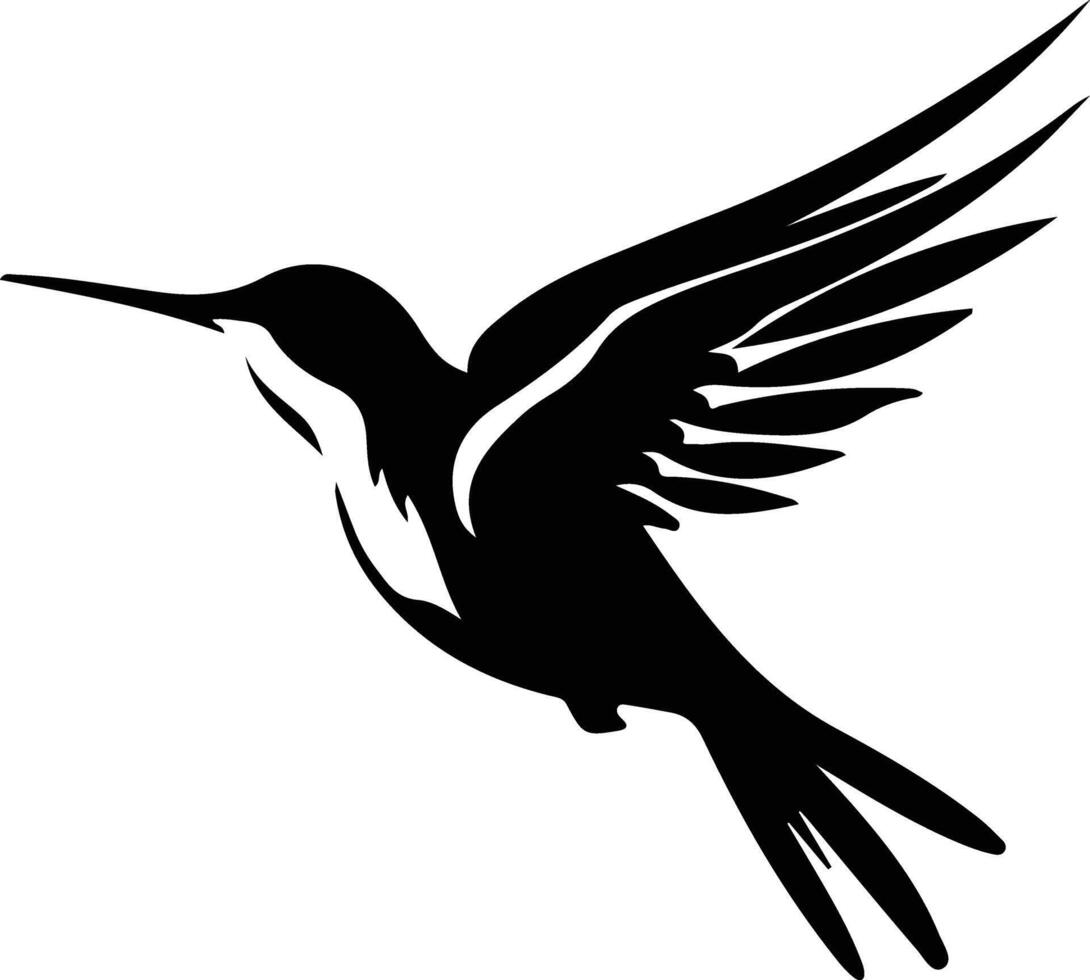 ruby-throated hummingbird  black silhouette vector