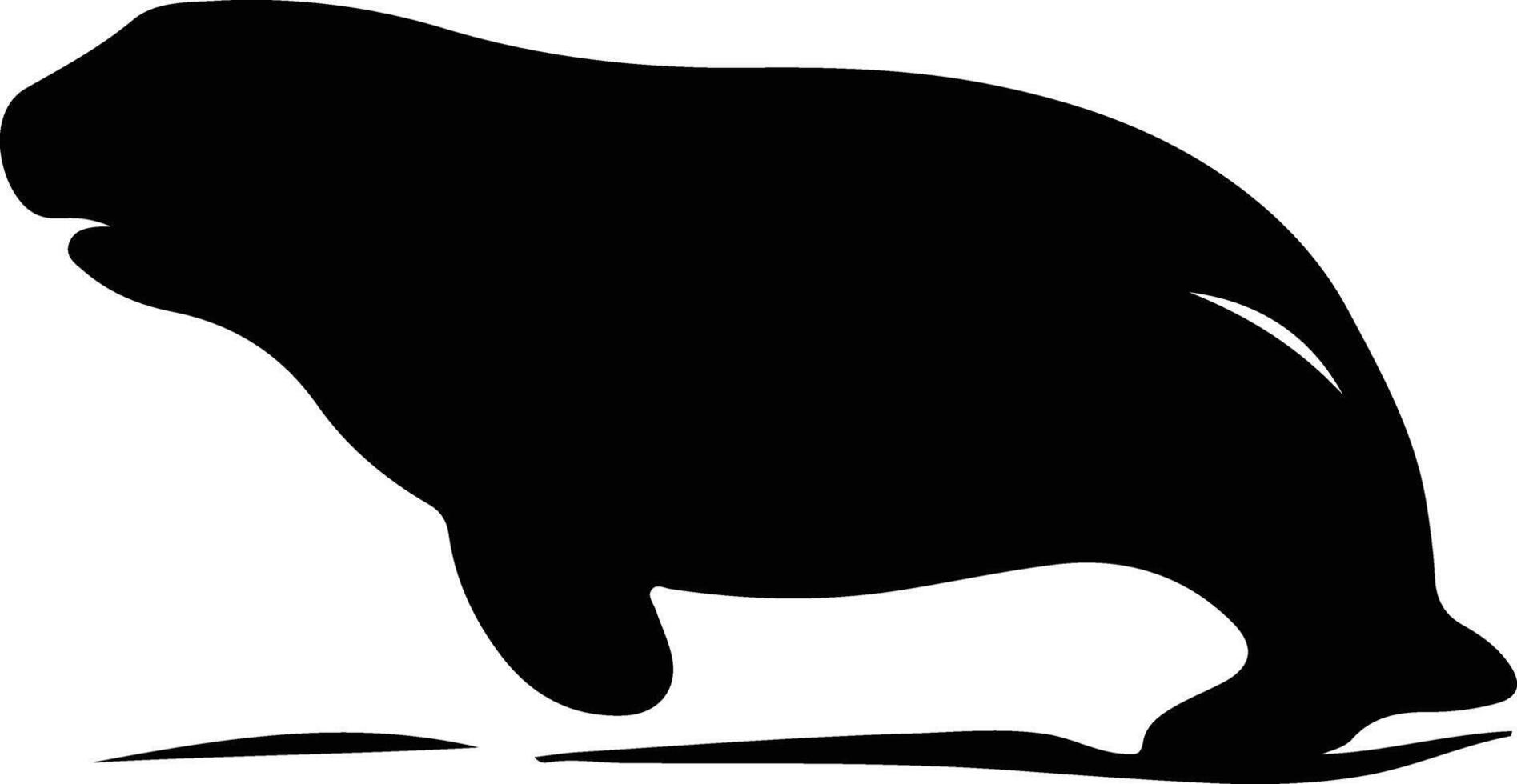 sea cow  black silhouette vector
