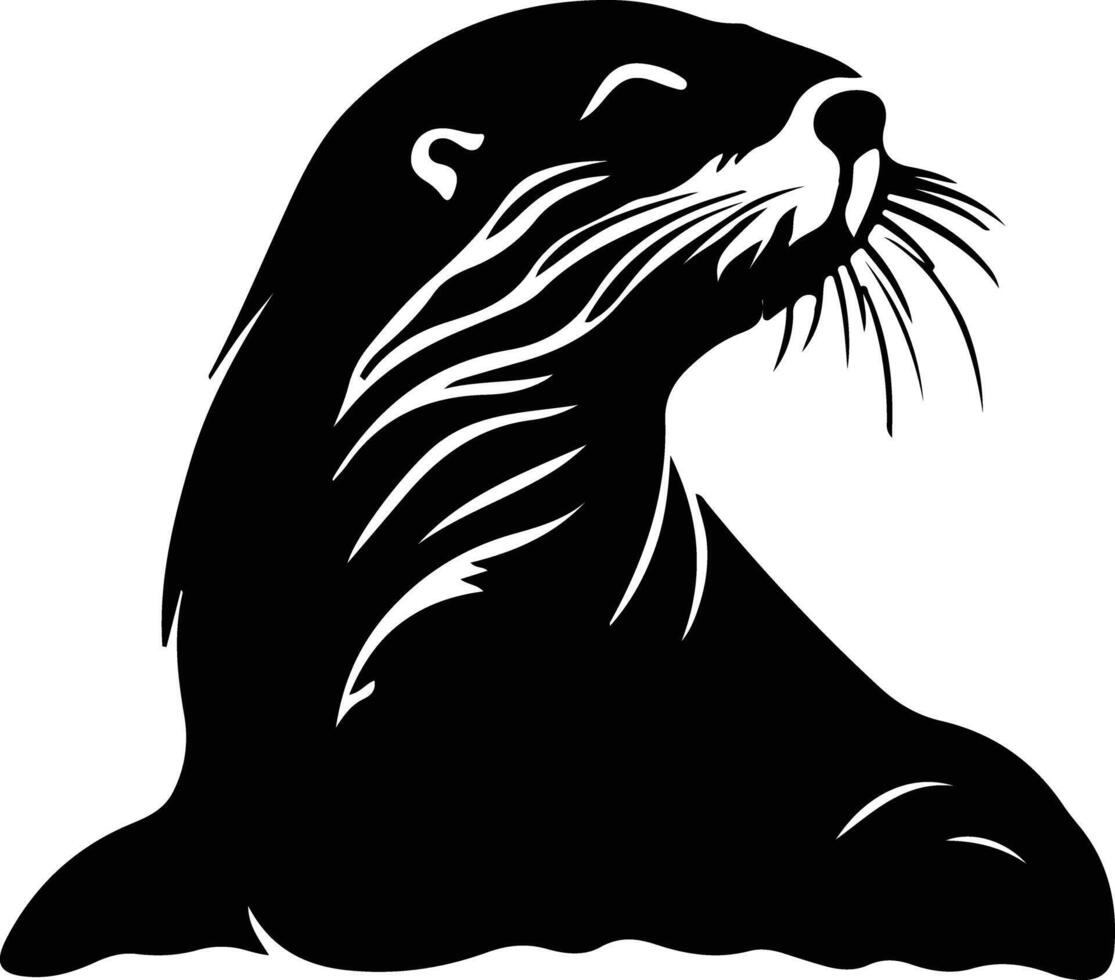 sea otter  black silhouette vector