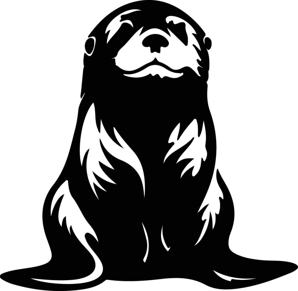 sea otter  black silhouette vector