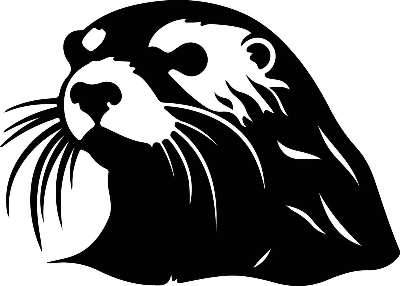 sea otter  black silhouette vector