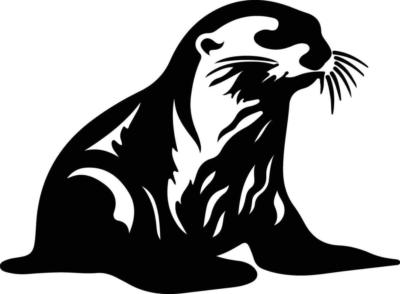 sea otter  black silhouette vector
