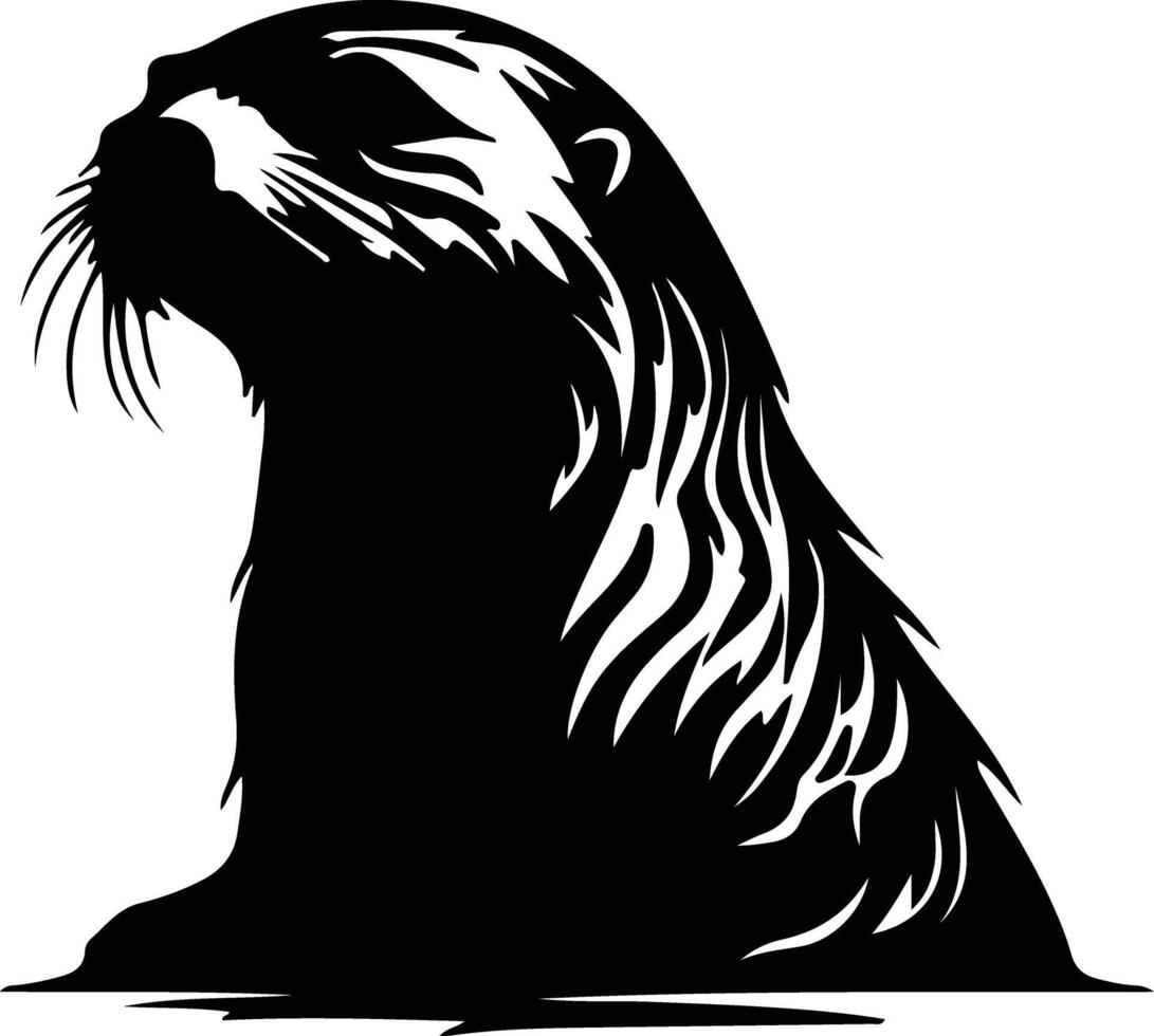 sea otter  black silhouette vector
