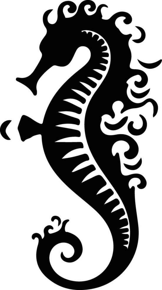 seahorse  black silhouette vector