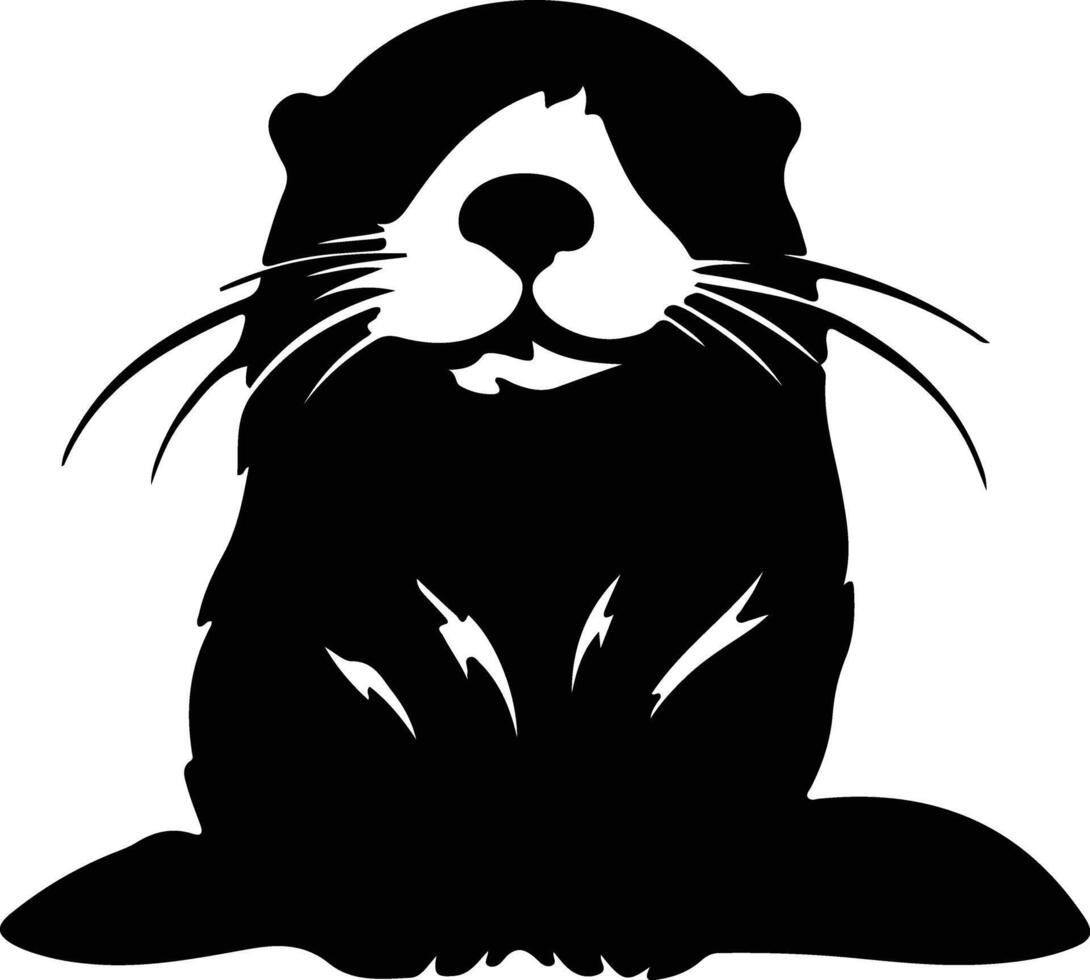 sea otter  black silhouette vector