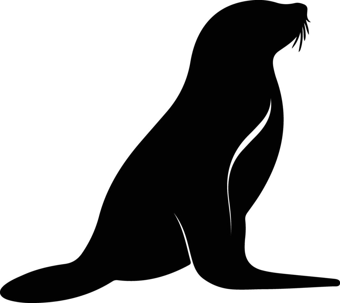 León marino negro silueta vector