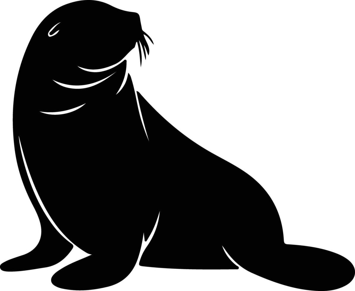 sealion  black silhouette vector