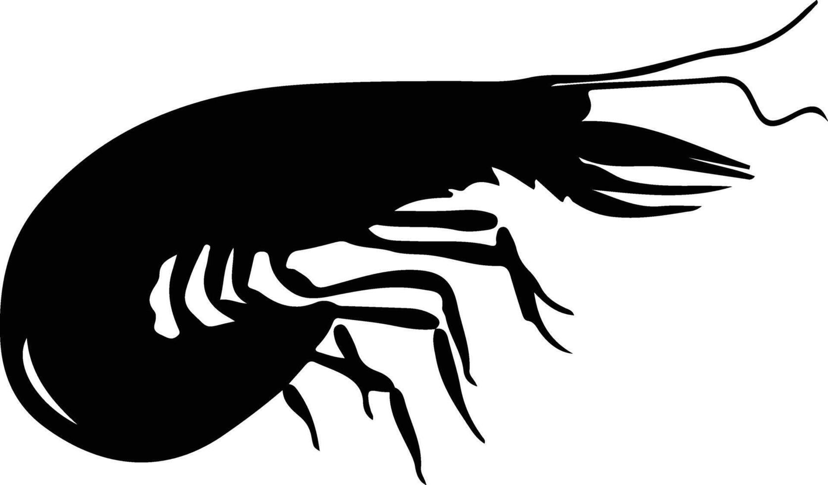 shrimp black silhouette vector