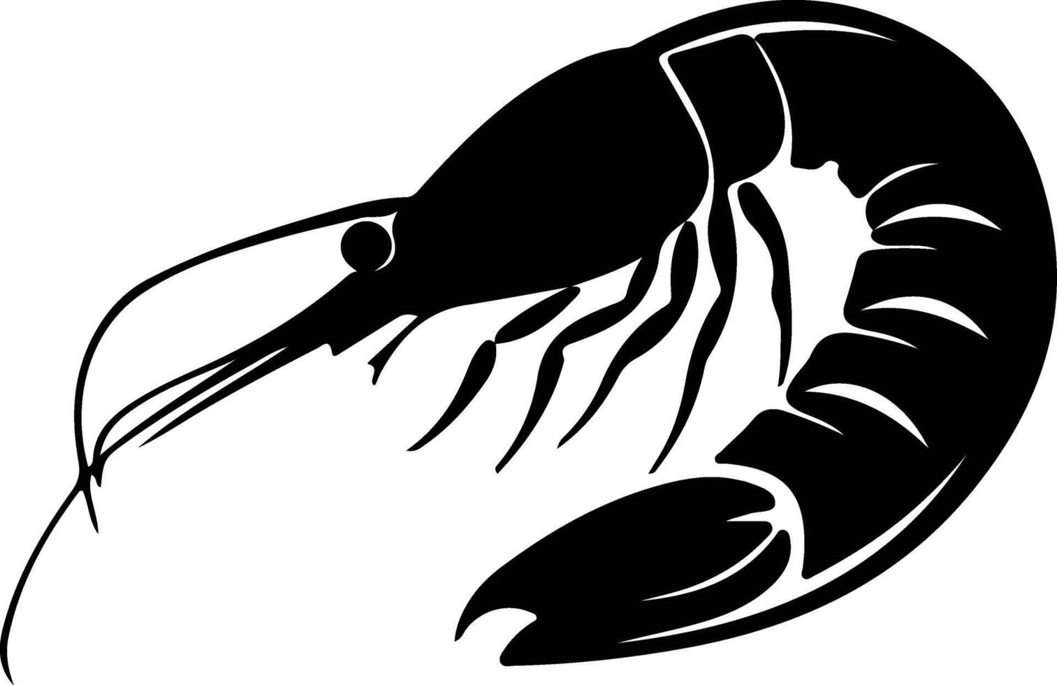 shrimp  black silhouette vector