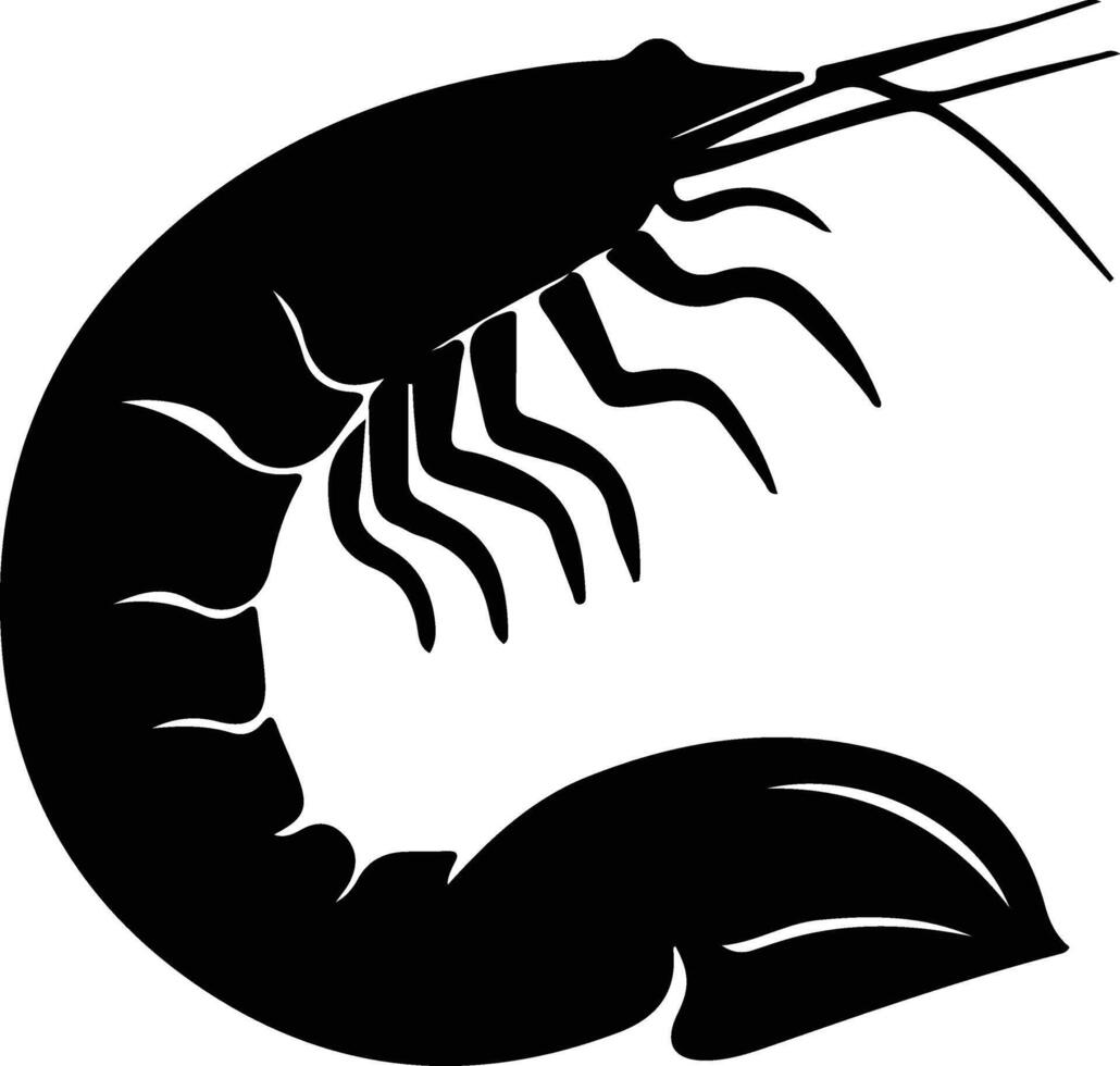 shrimp  black silhouette vector