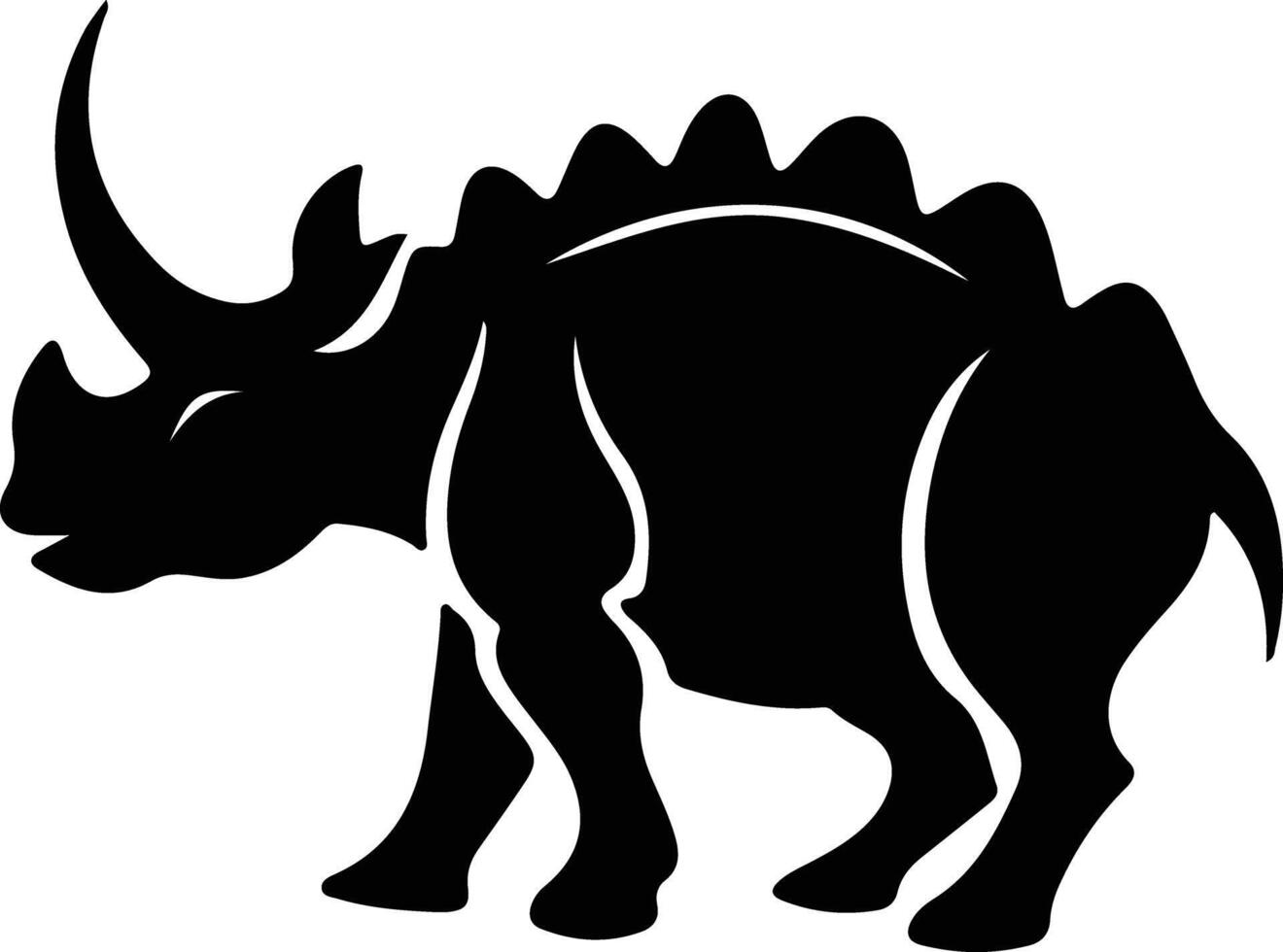 triceratops negro silueta vector